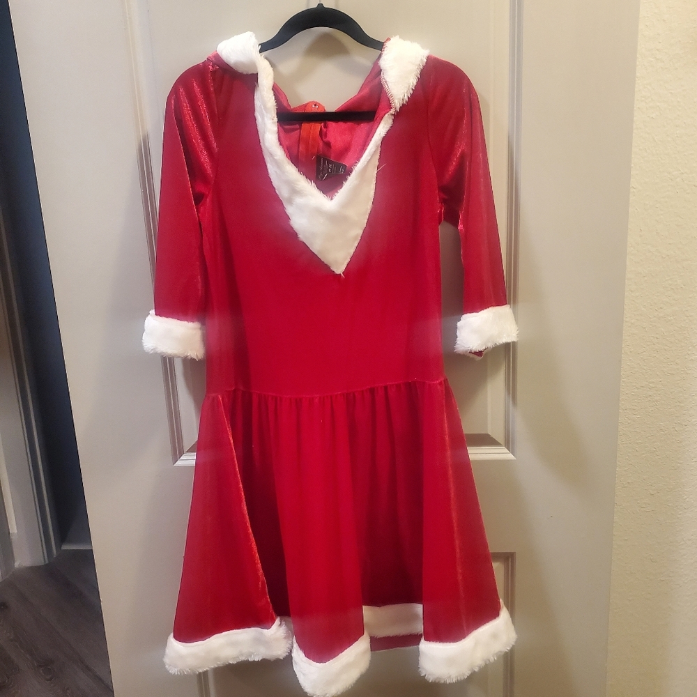 Red Santa Dress with White Trim